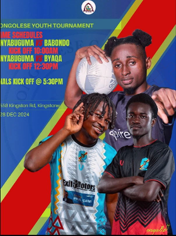 Congolese Youth Tournament game schedule poster from 28 December 2024